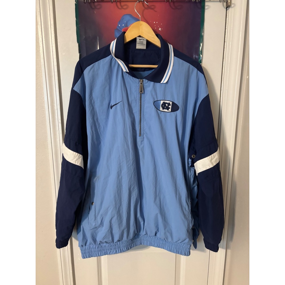 Vintage Nike Team UNC Tar Heels Quarter Zip Windbreaker Jacket Blue Mens Large - Picture 3 of 8